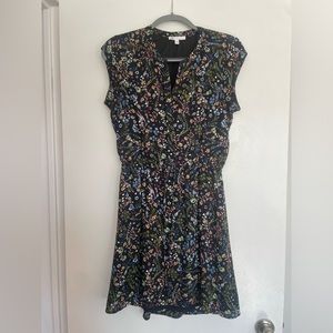 Floral drawstring waist short sleeve dress
